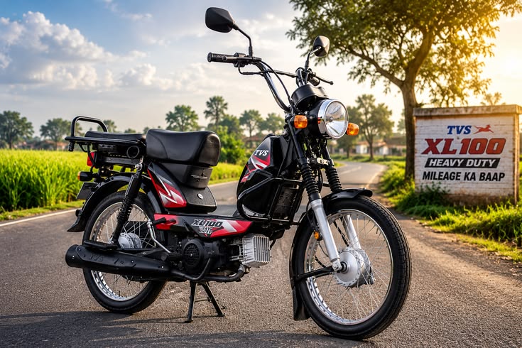 TVS XL100 on Hyderabad roads